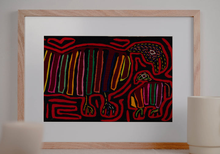 Black And Red Mother And Child Mola