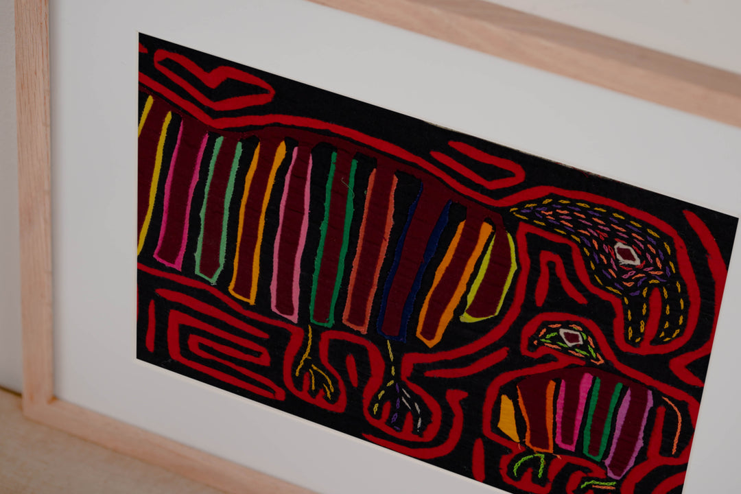 Black And Red Mother And Child Mola