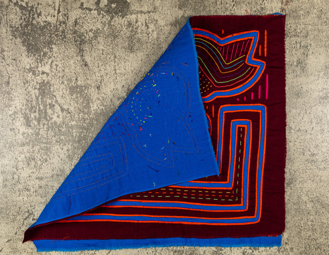 Burgundy Blue And Orange Optical Illusion Mola