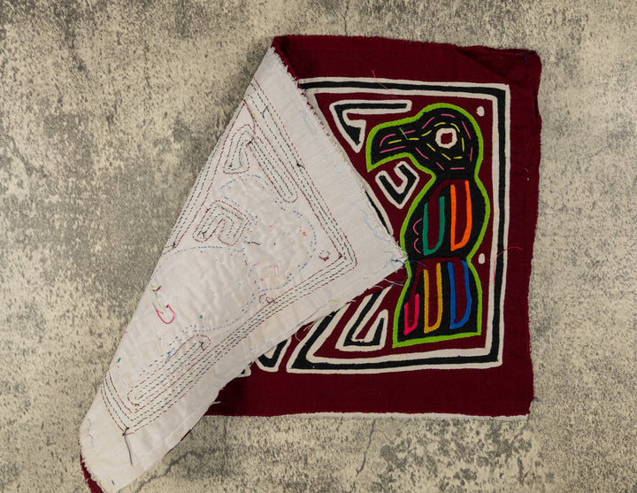 Black White And Maroon Bird And Horse Mola