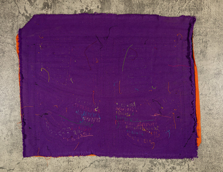 Odd little birdcage mola, hand stitched Guna panel from Panama, 17 by 12.5 inches