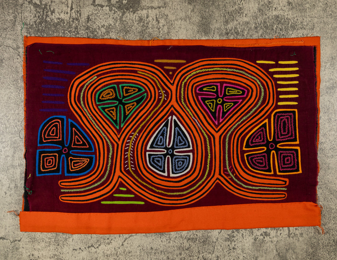 Burgundy And Orange Optical Illusion Mola