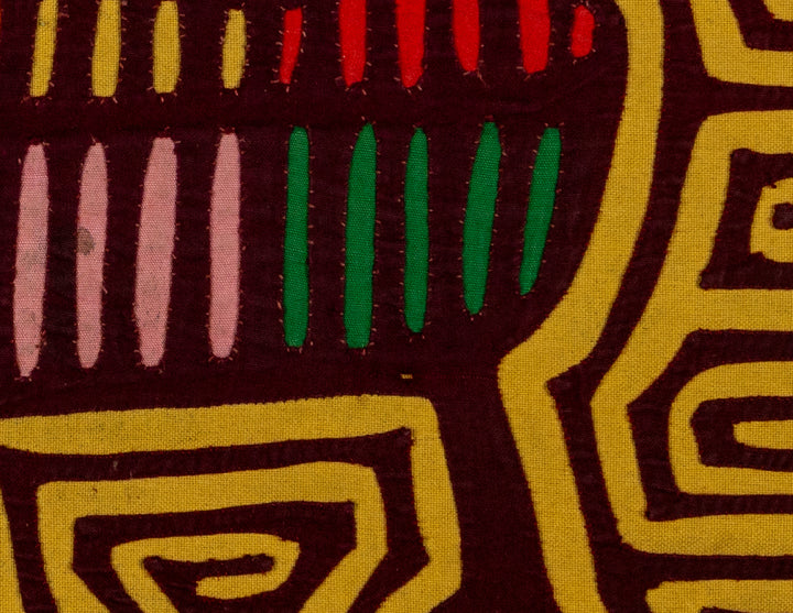 Maroon And Gold Critter Optical Illusion Mola