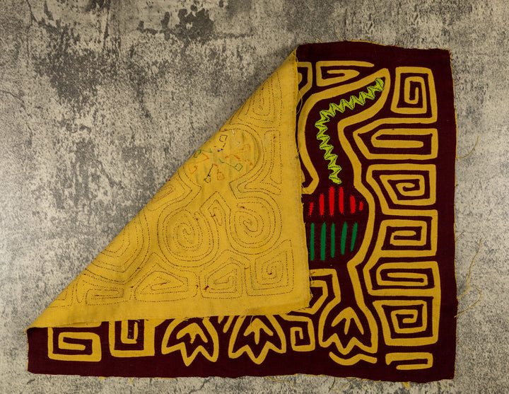 Maroon And Gold Critter Optical Illusion Mola