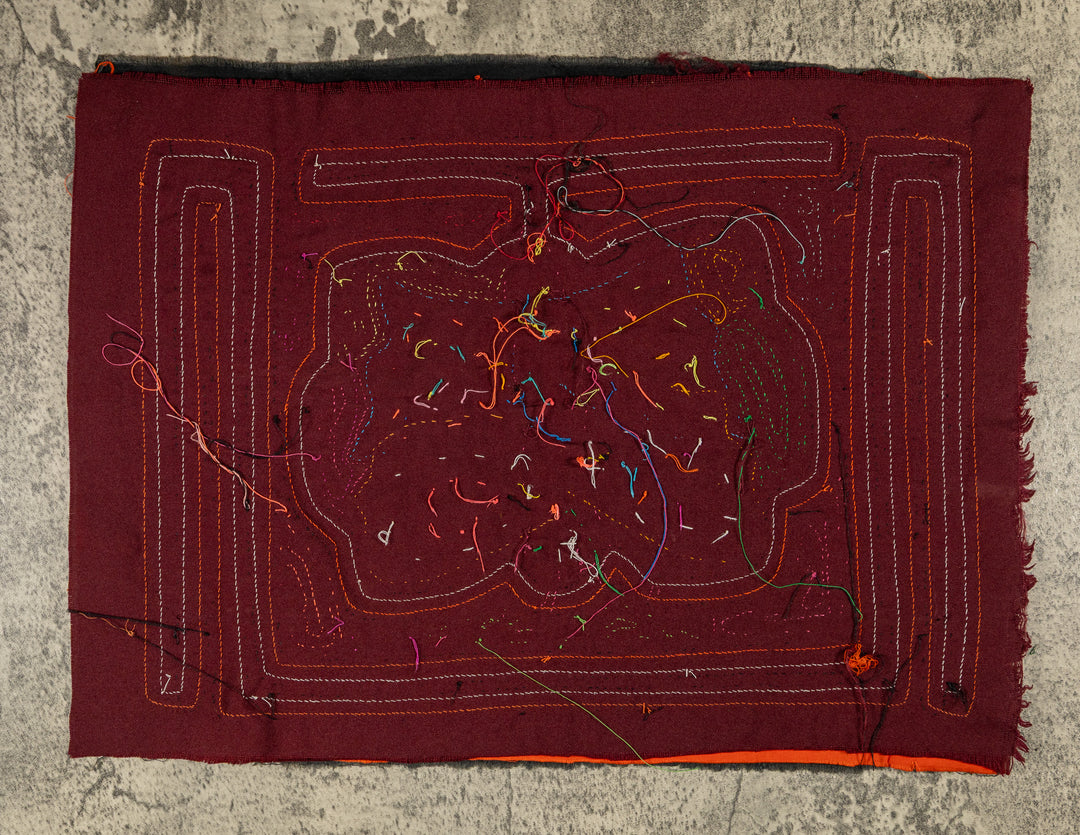 Grinning butterfly mola, hand stitched Guna panel from Panama, 16 by 12 inches