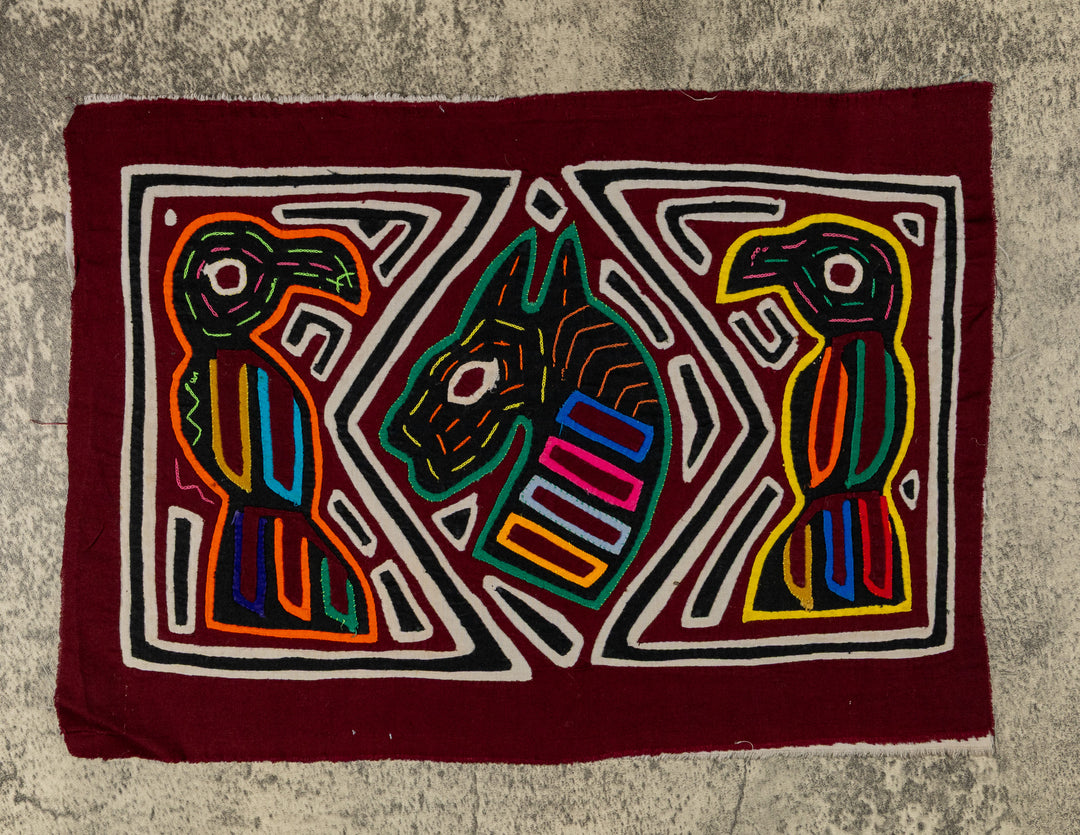 Black White And Maroon Bird And Horse Mola
