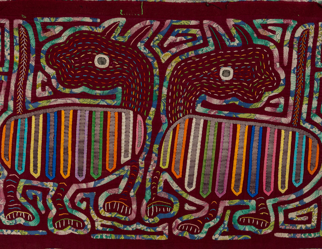 Vintage Fantasy Critters in The Rainforest Mola