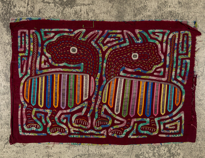 Vintage Fantasy Critters in The Rainforest Mola