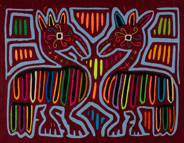 Burgundy And Turquoise Courtship Mola