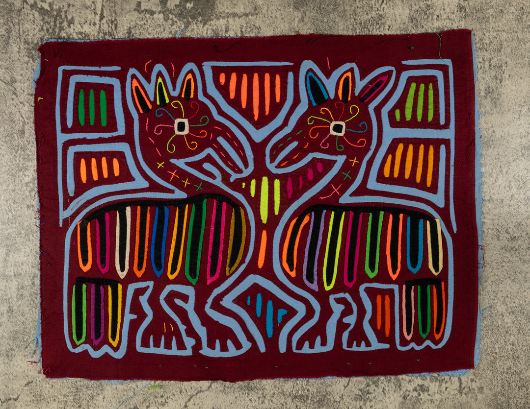 Burgundy And Turquoise Courtship Mola