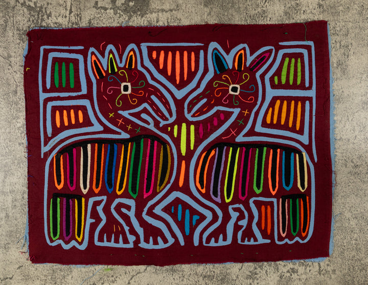 Burgundy And Turquoise Courtship Mola