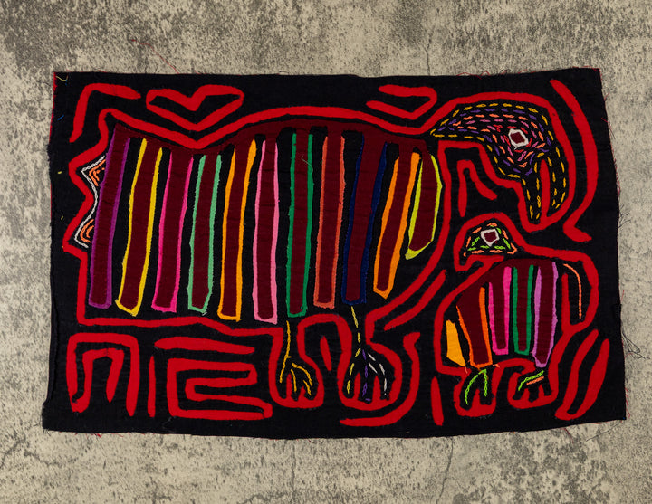 Black And Red Mother And Child Mola