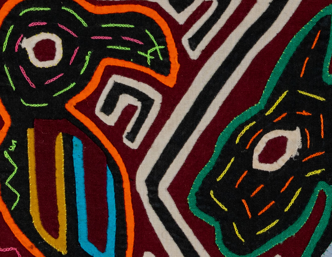 Black White And Maroon Bird And Horse Mola