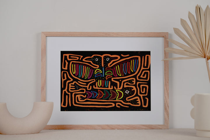 Black And Neon Orange Optical Illusion Kingfisher Mola