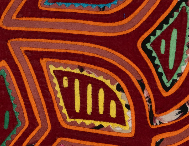 Maroon And Orange Traditional Artful Design Mola