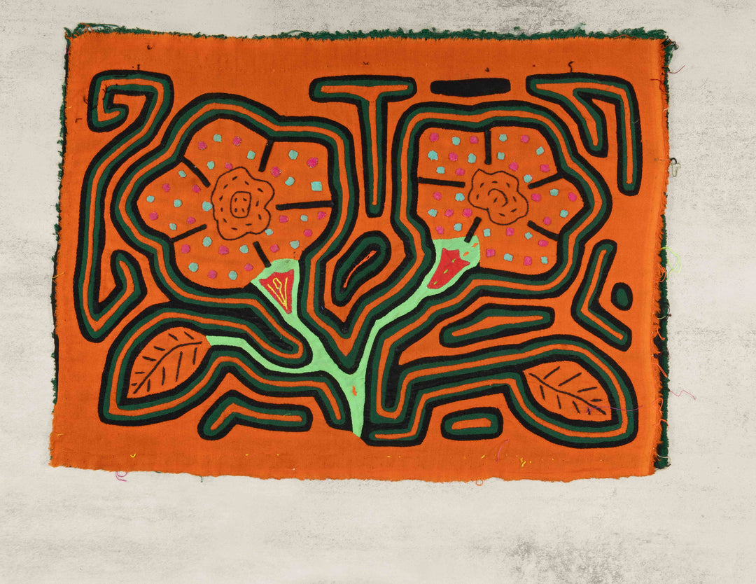 Orange And Green Flower Floral Mola