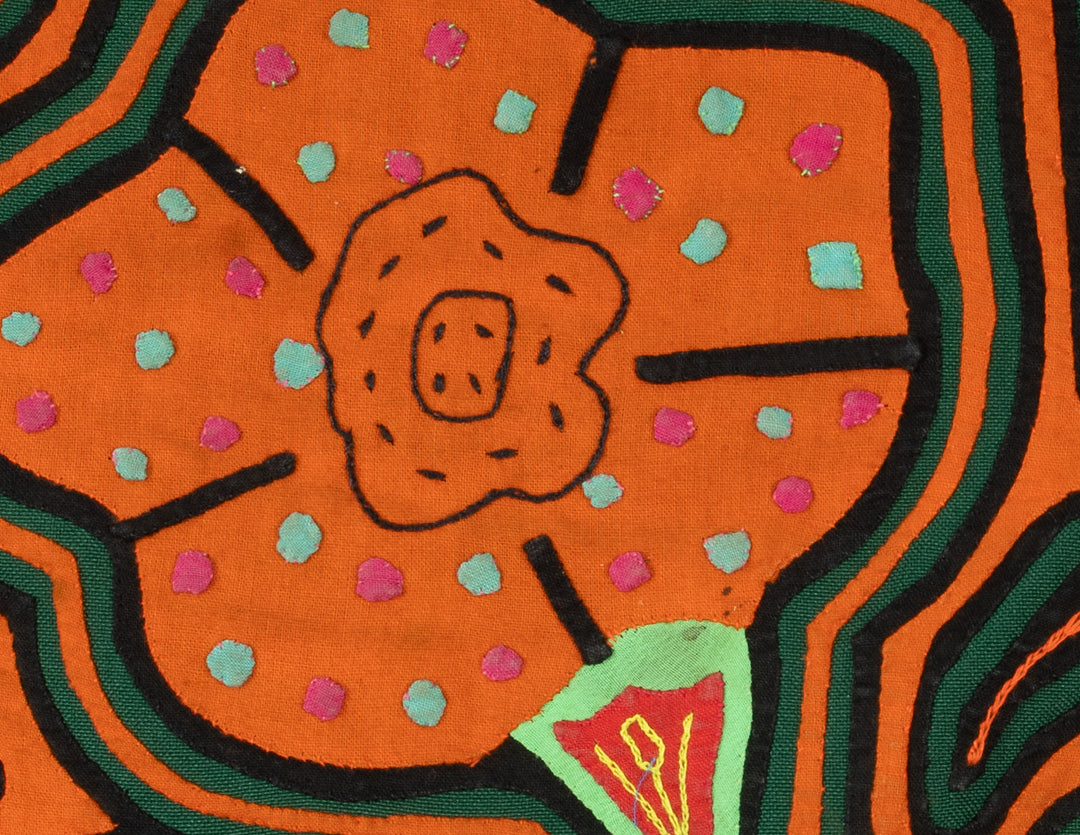 Orange And Green Flower Floral Mola