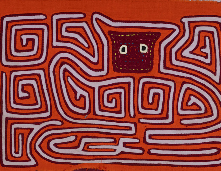 Orange And White Beady-Eyed Face Mola