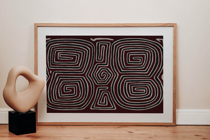 Burgundy Black And White Classic Design Kuna Mola