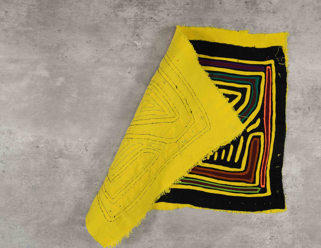 Black And Yellow Classic Kuna Design Mola