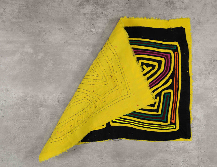 Black And Yellow Classic Kuna Design Mola