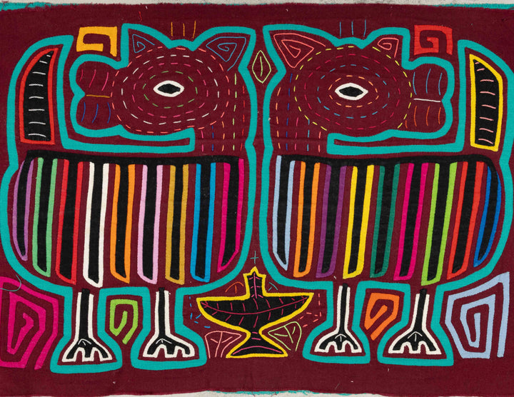 Maroon And Turquoise Tale of Two Tails Dog Mola