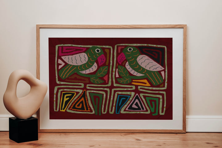 Burgundy And Green Parrot Bird Mola