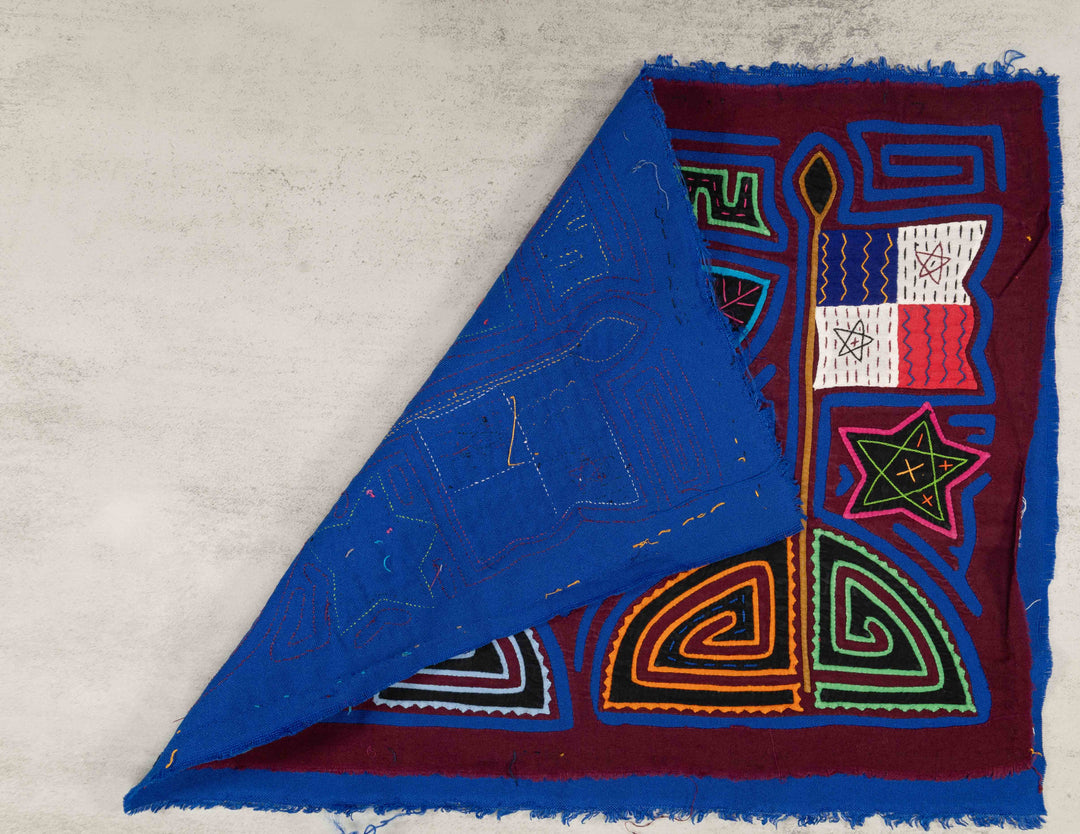 Maroon And Blue Patriotic Panama Flag Mola