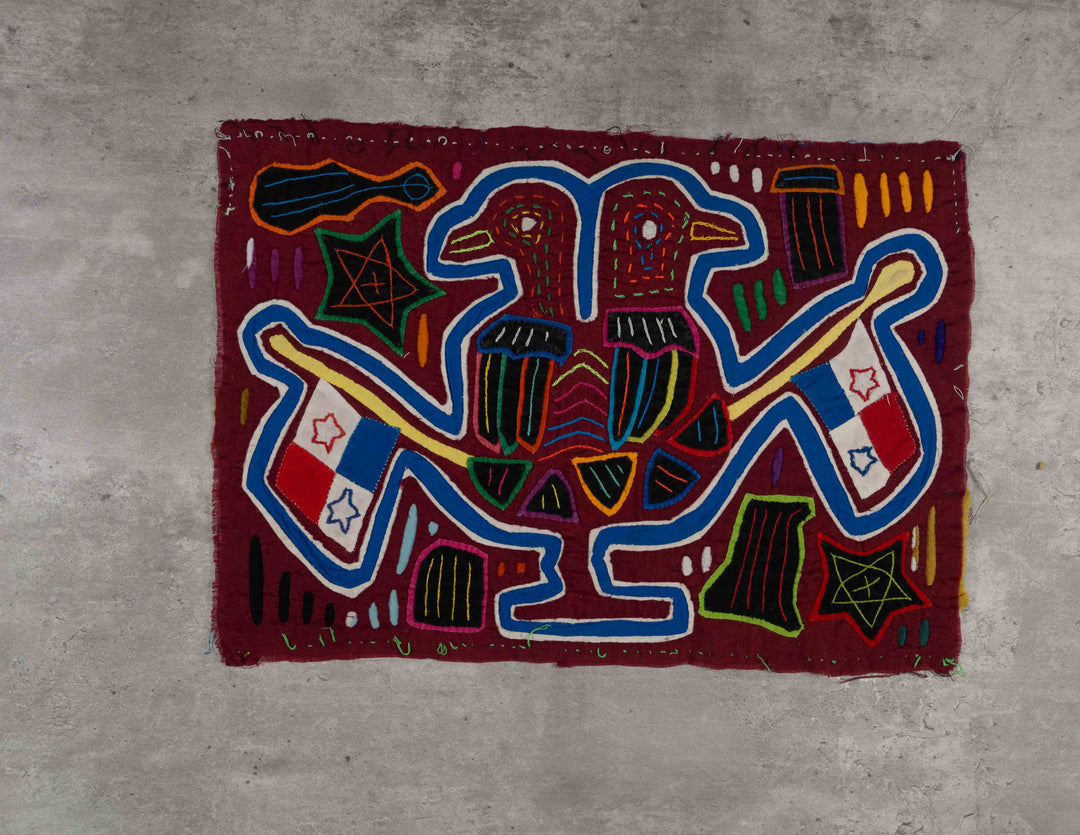 Maroon And Blue Panama Flag Patriotic Mola