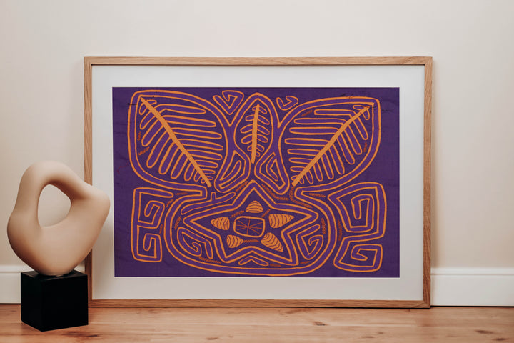 Purple And Neon Orange Palm Frond And Star Mola