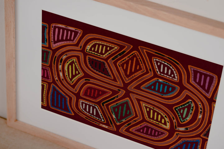 Maroon And Orange Traditional Artful Design Mola