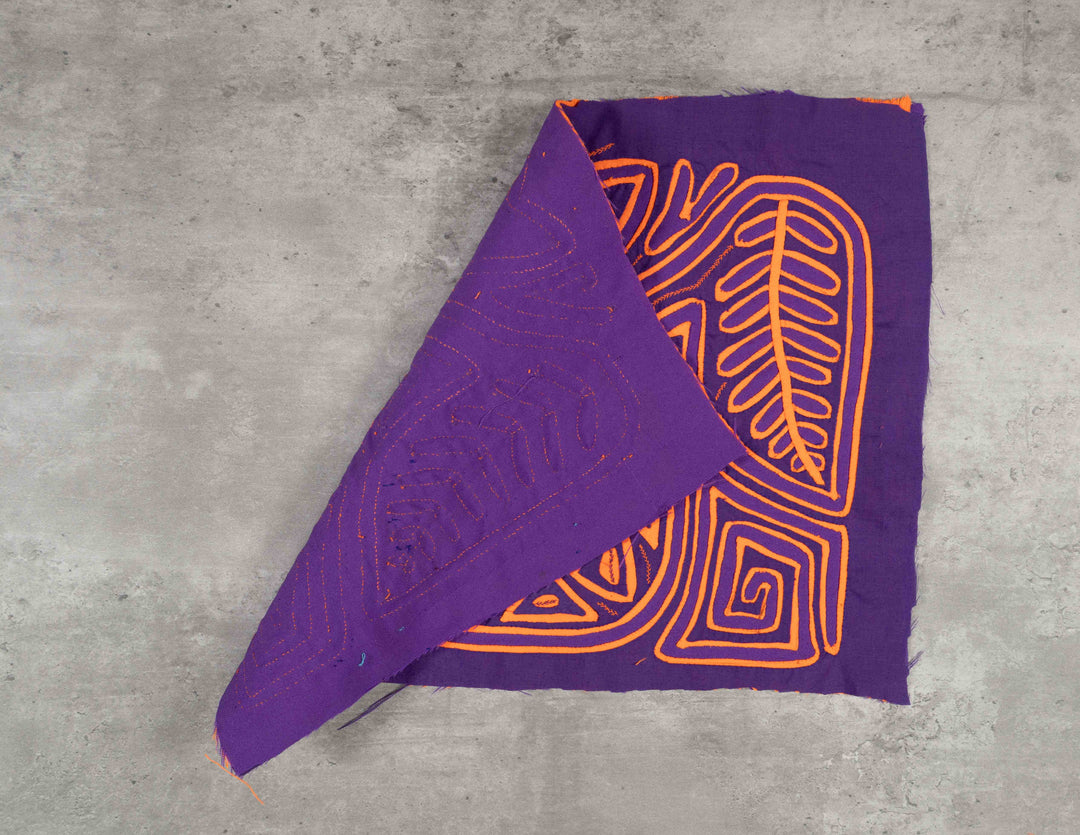 Purple And Neon Orange Palm Frond And Circle Of Life Mola