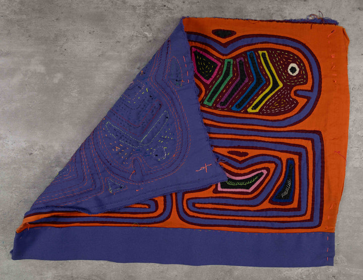 Orange And Blue Former Fish Kuna Blouse Mola