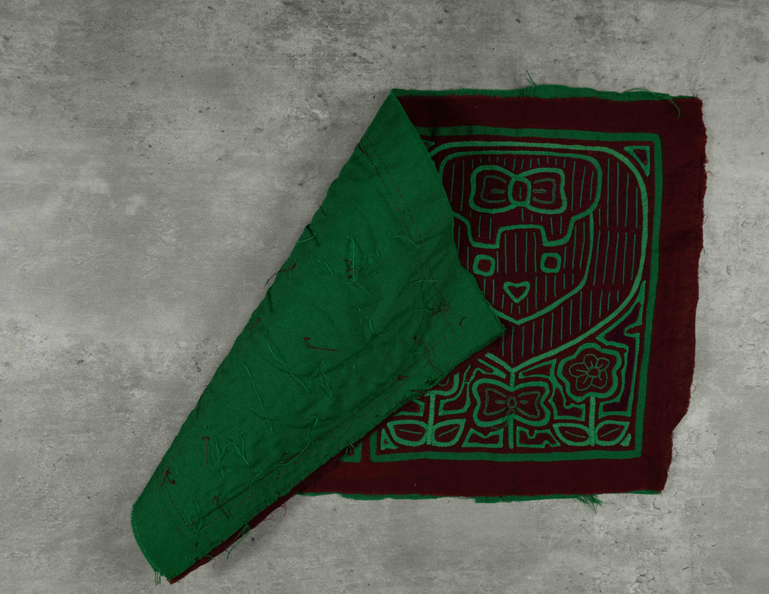 Maroon And Green Darling Child Face Mola