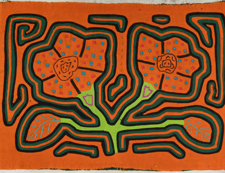 Orange And Green Flower Floral Mola