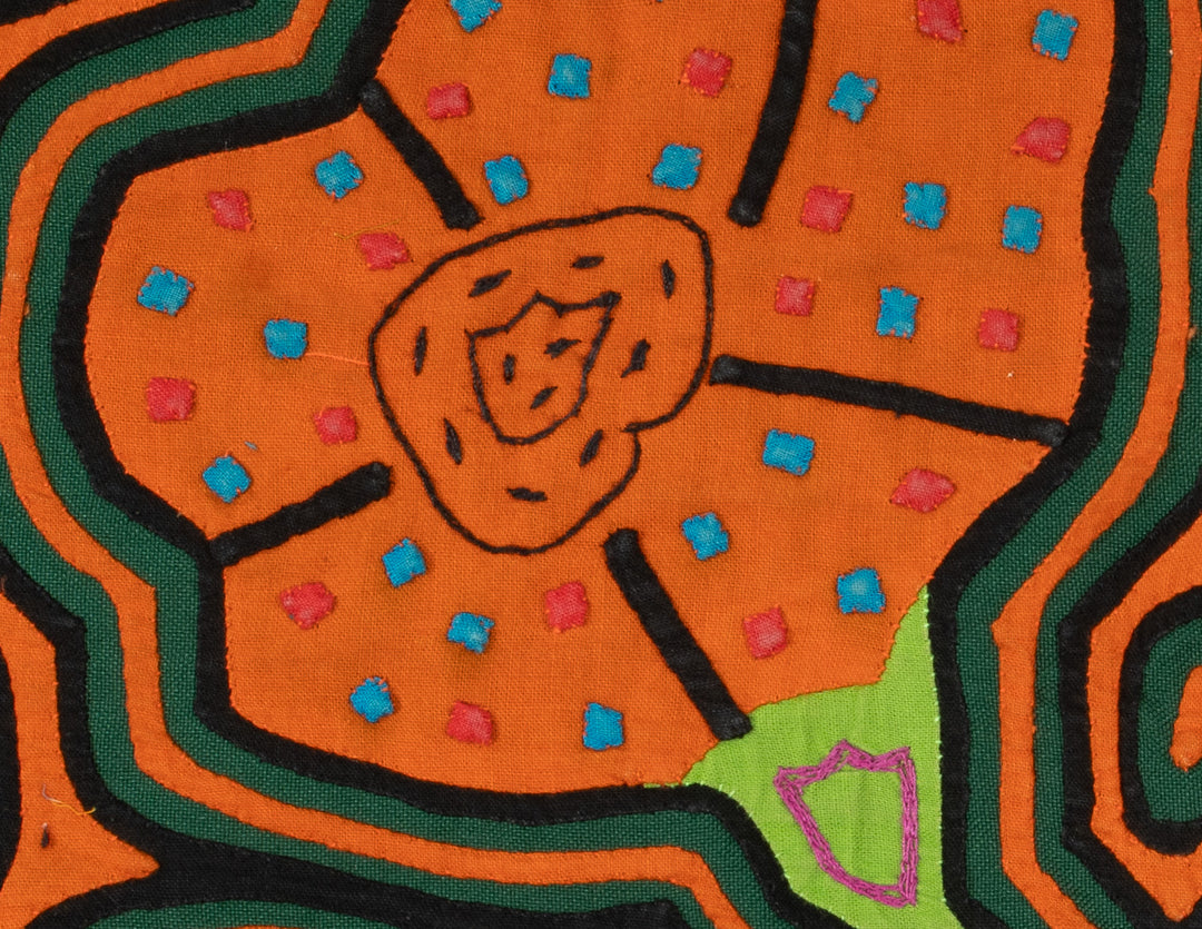 Orange And Green Flower Floral Mola