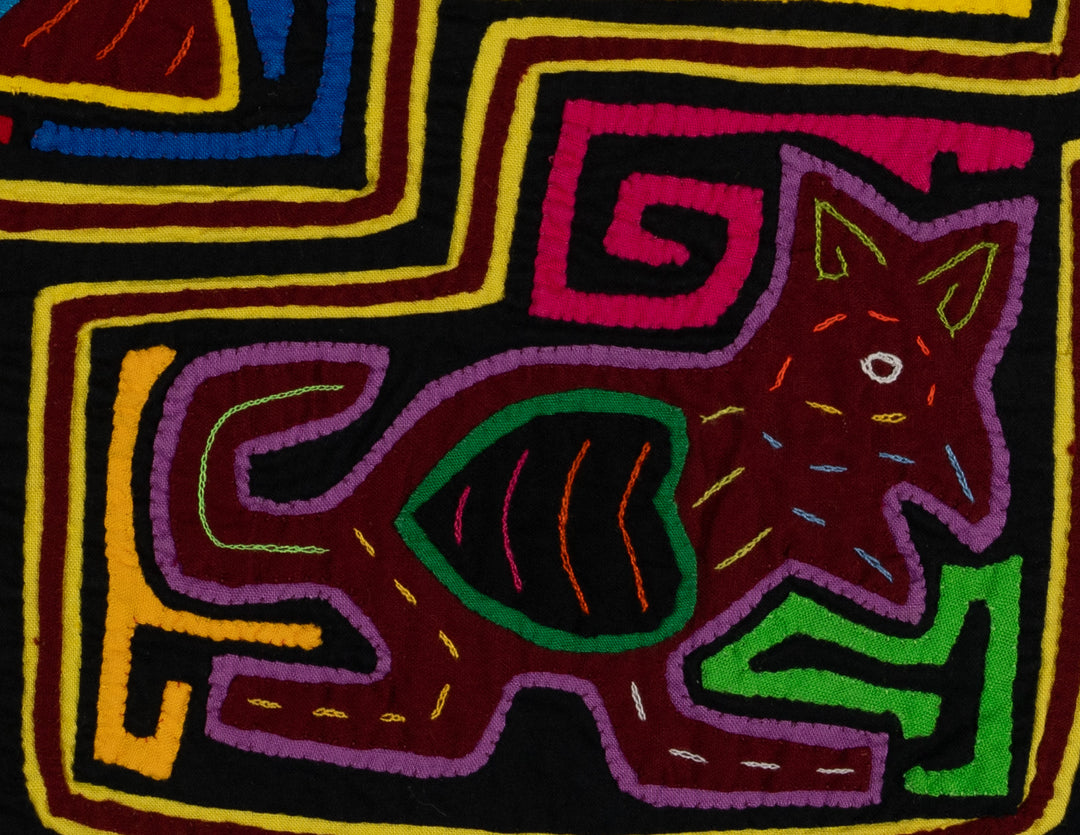 Black Maroon And Yellow Jungle Animals Mola