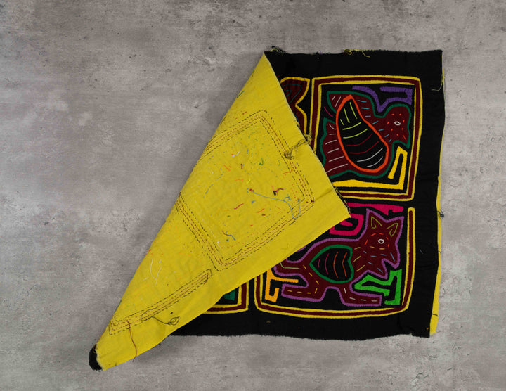 Black Maroon And Yellow Jungle Animals Mola