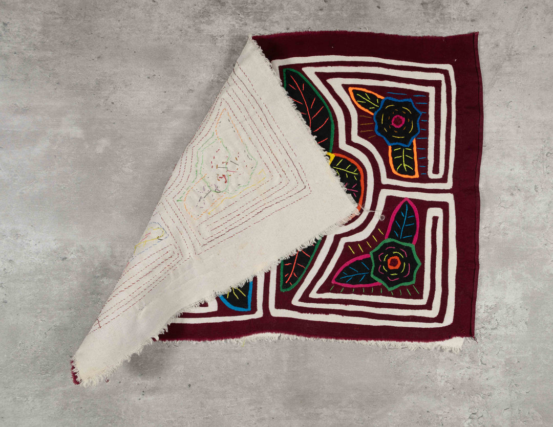 Maroon And White Floral Flower Mola