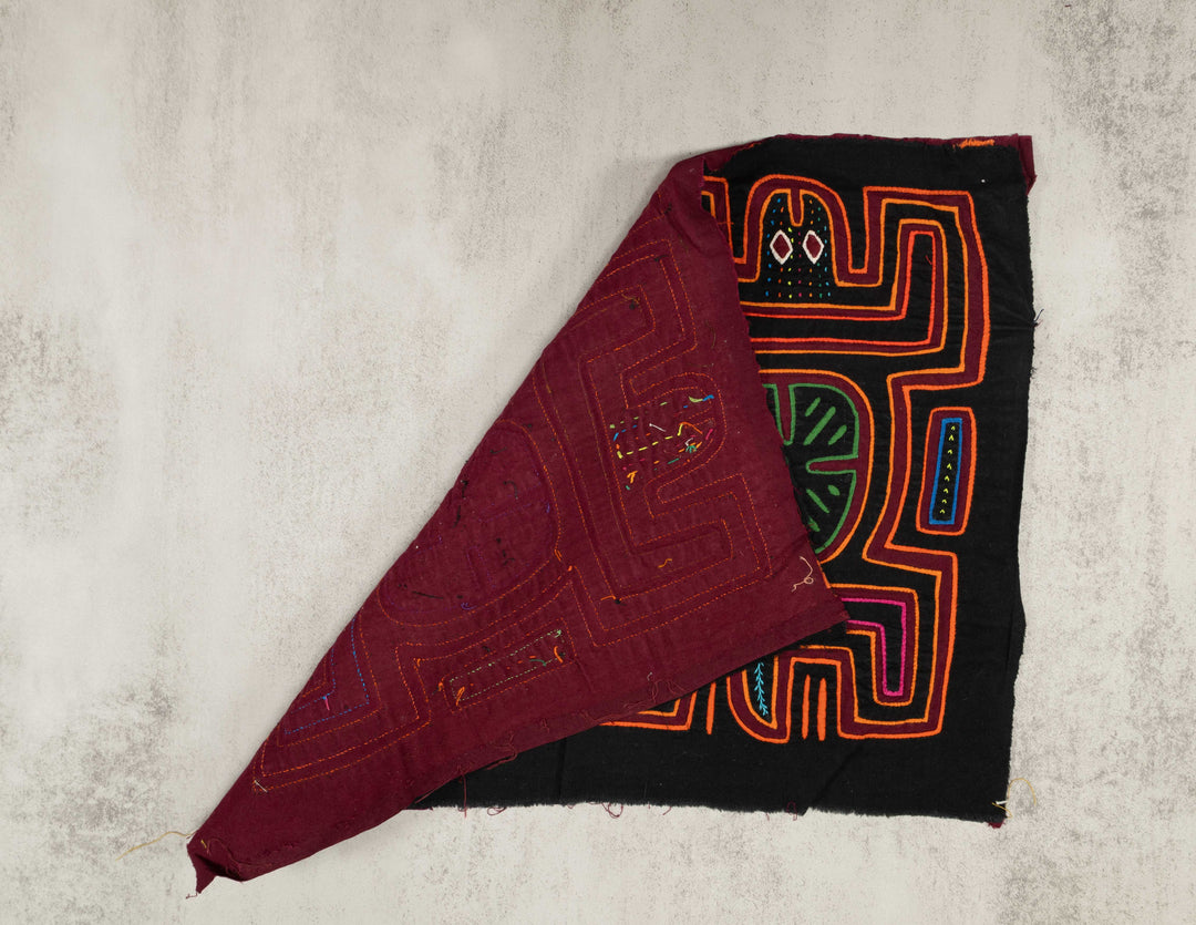 Black And Burgundy Pre-Colombian Design Mola