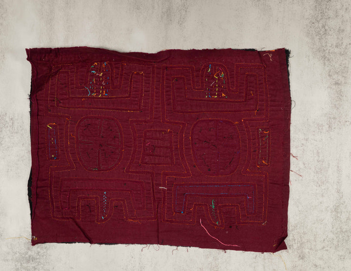 Black And Burgundy Pre-Colombian Design Mola