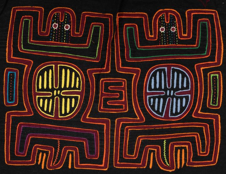 Black And Burgundy Pre-Colombian Design Mola