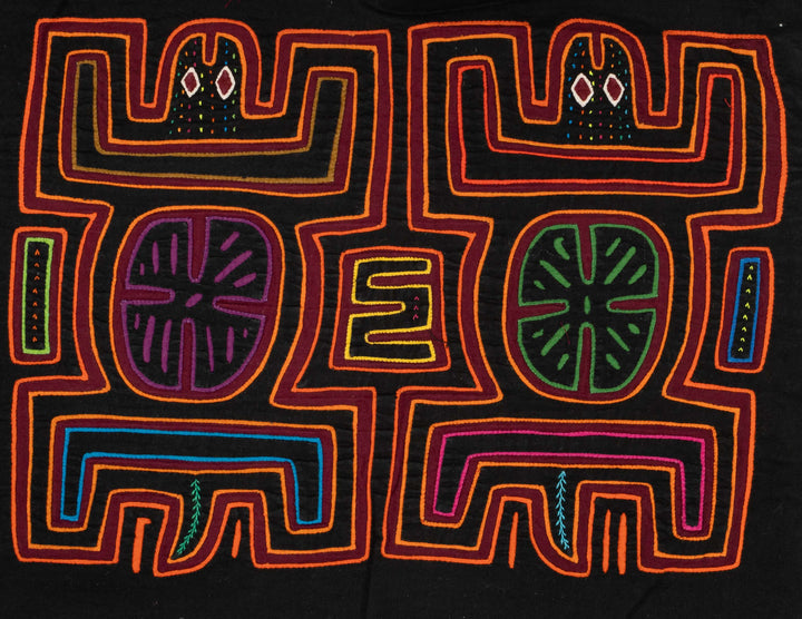 Black And Burgundy Pre-Colombian Design Mola