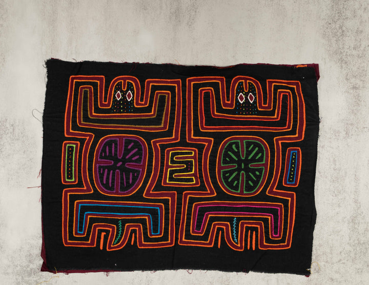 Black And Burgundy Pre-Colombian Design Mola