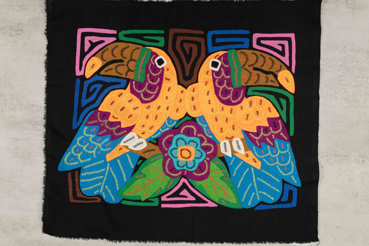 Two Orange Toucan Parrot Bird Mola