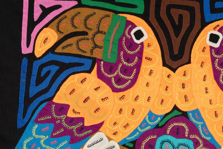 Two Orange Toucan Parrot Bird Mola