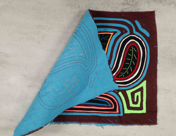 Burgundy And Turquoise Floral optical Illusion Mola