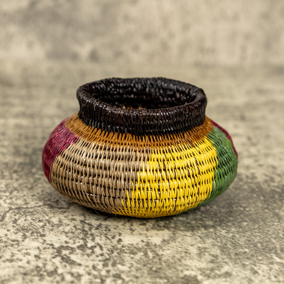 Small Multicolor Hand Woven Rainforest Basket