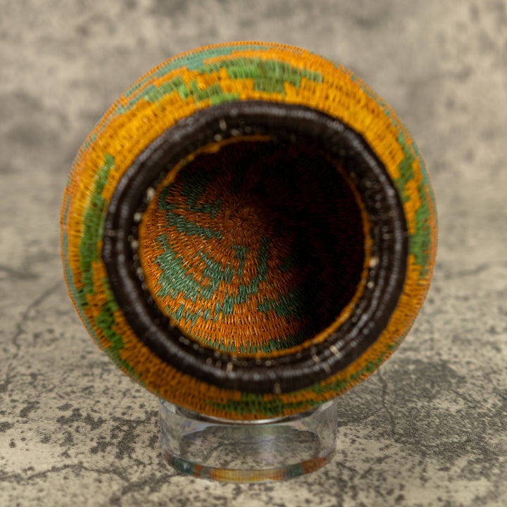 Small Green And Orange Hand Woven Rainforest Basket