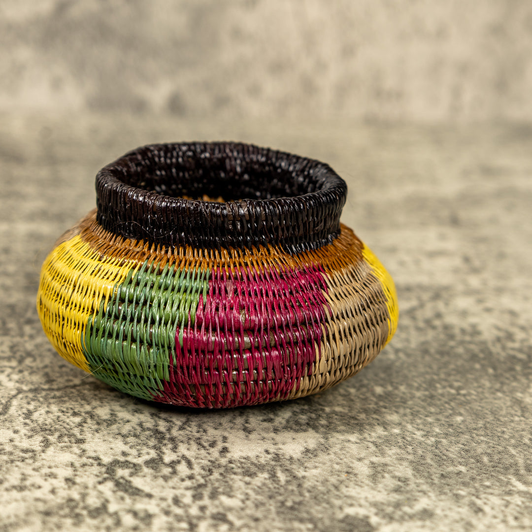 Small Multicolor Hand Woven Rainforest Basket